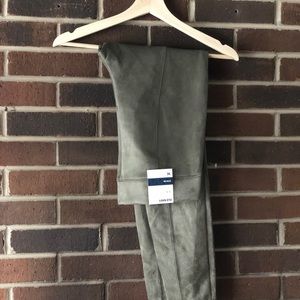 High top green suede legging pants